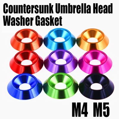 5PCS M4 M5 Aluminum Colourful Countersunk Umbrella Flat Head Screw Concave Conical Decorative Groove Washer Gasket Nails  Screws Fasteners