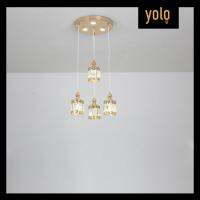 Yolo โคมระย้าหรูหราคริสตัล 4 หัว ห้องอาหาร แถมแพทช์ LED