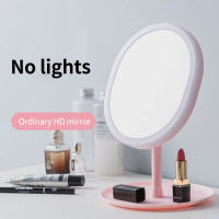 USB charging led makeup mirror With Light Ladies Storage Makeup Lamp Desktop Rotating Vanity Mirror Round Shape Cosmetic Mirror