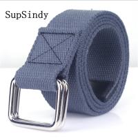 【YF】 SupSindy Fashion Men Canvas Metal Buckle Colorful Waistband Luxury Jeans Belts for Male Gray