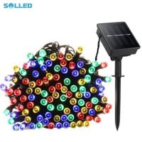 SOLLED สายไฟ Led พลังงานแสงอาทิตย์32M 300LED RGB สีเดียวไฟตกแต่งสำหรับคริสต์มาสไฟในสวนวันหยุดกลางแจ้งไฟประดับสวยงาม