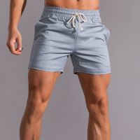 Men Board Shorts Elastic Waist Quick Dry Summer Beach Wear Clothes Men Solid Color 3 Part Shorts