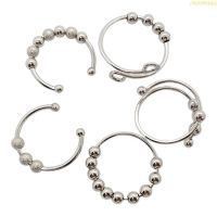 blg 5 Pcs Silver Ring Women Adjustable Anxiety Fidget Ring Anxiety Ring with Beads 【JULY】