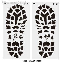 2pc Stencil Christmas Shoe Print Painting Template DIY Accessories Scrapbook Album Decor Cake Stencil Office School Supplies