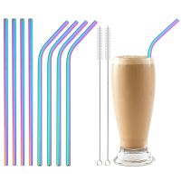 ❉✜ Reusable Metal Straws Set with Cleaner Brush 304 Stainless Steel Drinking Straws Milk Juice Coffee Drinkware Bar Party Accessory