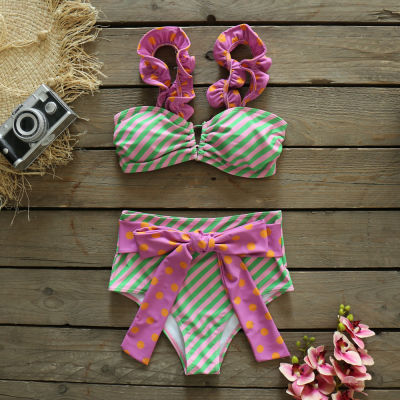New Push-Up Two Pieces Women Floral Padded Bra Ruffles Bandage Bikini Set Swimsuit Swimwear Bathing Suit Beach Wear biquini