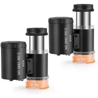 2 Pieces 60X Mini Pocket Microscope with 3 Light,Jewelers Eye Loupe Portable Magnifing Glass for Handcrafts Jewelry