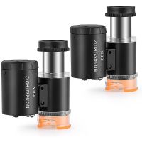 2 Pieces 60X Mini Pocket Microscope with 3 Light,Jewelers Eye Loupe Portable Magnifing Glass for Handcrafts Jewelry