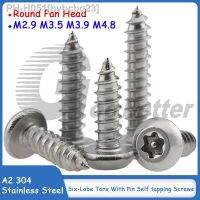 A2 304 Stainless Steel Round Pan Head Pin Six-Lobe Torx Self tapping Screws M2.9 M3.5 M3.9 M4.8 Anti Theft Security Wood Screw