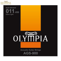 Olympia® AGS-900 สายกีตาร์โปร่ง เบอร์ 11 แบบ 80/20 Bronze ของแท้ 100% (Extra Light, 0.011 - 0.050)