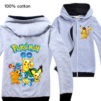 Pikachuเด็กชายหญิงเสื้อแขนยาวZipper Hoodedเสื้อกันหนาวเด็กซิปเสื้อสเวตเตอร์ถักC993เด็กเสื้อผ้าฤดูใบไม้ผลิฤดูใบไม้ร่วงและฤดูหนาวแฟชั่นCardiganเสื้อกันหนาว