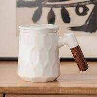 Chinese White Porcelain Office Cup With Cover Tea Separation Tea Cup Home Mug Personal Tea Cup Water Cup Coffee Cup