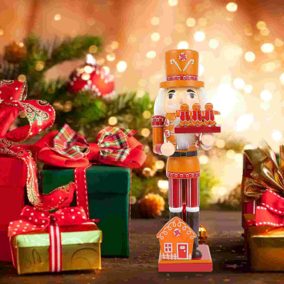 Nutcracker Ornament Xmas Desktop Adornment Modeling Home ไม้ Gingerbread Man Craft Decor Supply