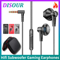 หูฟังมีสายสำหรับเล่นเกมซับวูฟเฟอร์ Hifi,ชุดหูฟังตัดเสียงรบกวนช่องเสียบ AUX L-ดัดขนาด3.5มม. ฟังเพลงสดเล่นเพลงได้มีสายพร้อมไมค์