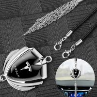 ¤▥❐ Car Interior Rearview Mirror Metal Emblem Pendant Decoration Accessories For Tesla Model 3 Model S Model X Model Y Coil Roadster