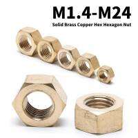 130100Pcs ทองเหลืองทองแดง Hex Hexagon Nut DIN934 Nut สำหรับ M1.2M1.4M1.6M2M2.5 M3 M4 M5M6M8สกรู Bolt เมตริกด้าย