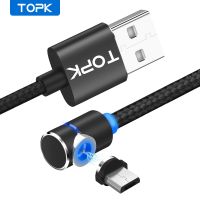 TOPK L-Line1สายไมโคร USB แม่เหล็ก LED 1ม. &amp; 2ม.,แม่เหล็กรูปตัว L แม่เหล็ก USB Port Micro USB และตัวเชื่อมต่อสายชาร์จสำหรับ