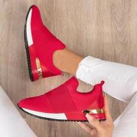 Sneakers Women Shoes  Summer Casual Sneakers Breathable Slip On Sport Shoes Elastic Band Solid Color Ladies Vulcanized Shoes