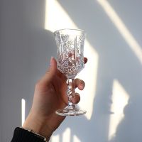 【CW】✈☼  Embossed Wine Glass Transparent Glasses Wedding Goblet Cup Vodka Sake 50/100ml Gifts