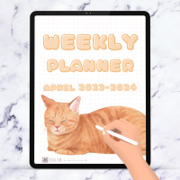 UMAR - Digital Weekly Planner Meow Meow April 2023 - Dec 2024 สมุดจดบันทึกประจำวัน/เดือน/ปี ดิจิตอล สำหรับ iPad และ Tablet