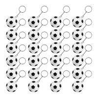 24 Pack White Soccer Keychains, Mini Soccer Stress Ball Keychains, Sports Ball Keychains School Carnival Reward for Kids