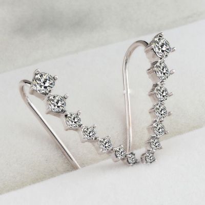 ashion Rhinestone Gold Silver Crystal Earrings Ear Hook Stud