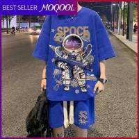 MOQOOL เสื้อยืดแขนสั้นผู้ชายแฟชั่นฤดูร้อนเยาวชนชุดลำลองกีฬา