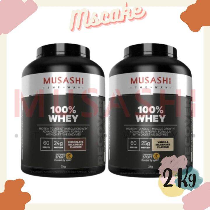 Musashi 100 Whey Protein Vanilla / Chocolate Milk Shake 2kg Lazada