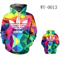 เสื้อกันหนาวเสื้อฮู้ดดี้พิมพ์ลายดิจิตอล Adidas 3D สไตล์ยุโรปและอเมริกา