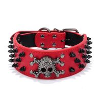 Personality Rivet Skull Dog leash Collar Pitbull Adjustable Puppy Leather Collar Beagle Pet Accessories Cats Products For Pets