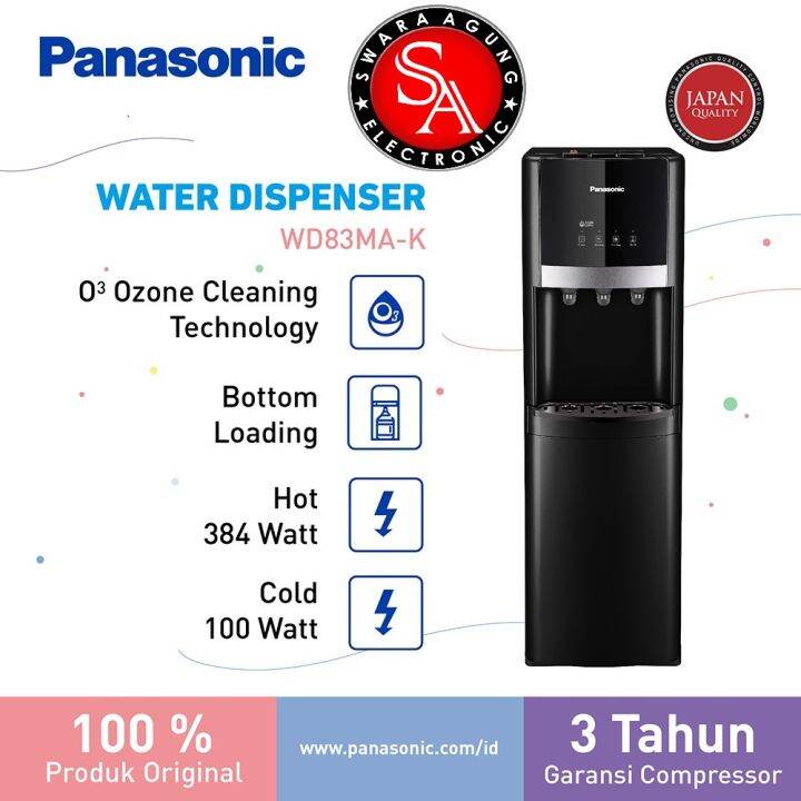Dispenser Galon Bawah O3 Tech Panasonic Type: NY-WDB83MAK (Khusus Daerah  Medan) Lazada Indonesia