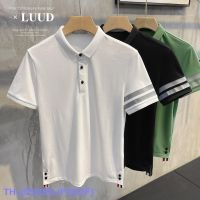 Top LUUD Slim British Trendy Brand Ribbon Short-Sleeved Summer Mens Retro Casual POLO Shirt Trend Tops YY ☋