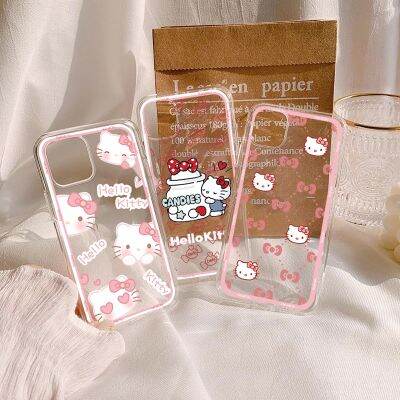 Chaunceybi Sanrio Kitty เคสนิ่มโปร่งใสสำหรับ iPhone 13 14 5 6 7 8 Plus X XR 2022ฝาครอบ2020