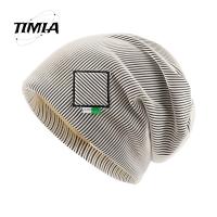 TIMIA หมวกขนสัตว์ขนสัตว์ หมวกถักนิตติ้ง ตัวอักษรสำหรับเด็ก แถบลายทาง ฝาปิดกอง แฟชั่นสำหรับผู้หญิง สไตล์เกาหลีแบบ ฤดูหนาว/ฤดูใบไม้ร่วง