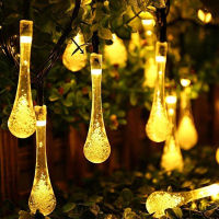 2030LED Solar Water drop Bulb String Lights Outdoor Waterproof Fairy lights Garden Courtyard Patio Lawn Lamps Christmas Decor
