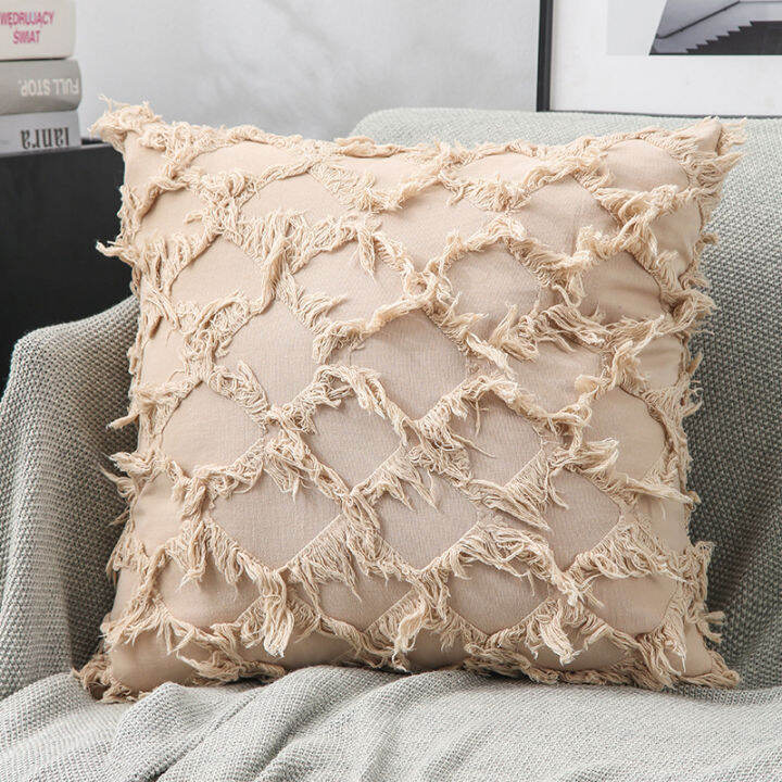 solid-color-pillowcase-plush-pillowcase-cushion-case-tassels-pillow-cover-double-sided-pillow-cover-living-room-cushion