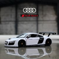 1:24รถ AUDI แบบจำลองรถแข่งของเล่นโลหะหล่อขึ้นรูป R8สำหรับเด็กผู้ชายของสะสมแบบจำลองรถสปอร์ตของเล่นสำหรับเป็นของขวัญ