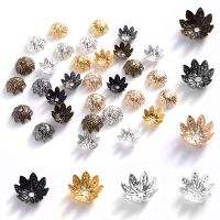 ✶◑❧ 100pcs/lot 8/10mm Metal Flower Torus Lotus Shape Spacer End Bead Caps for Jewelry Making DIY Charms Bracelet Accessories