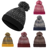 ZHUAN กลางแจ้ง Unisex ผู้หญิง ฤดูหนาวที่อบอุ่น หมวก Pom Wooly หมวก Pom Pom Cable Bobble Hat หมวกถักไหมพรม