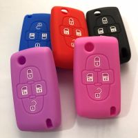 lujie 4 Buttons Flip Floding Funda Silicon Remote Key Fob Case For Peugeot 1007 For Citroen C8 Shell Fob Keyless