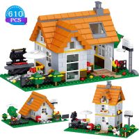 My World Spell Insert Building Blocks Wilderness Leisure House Model Building Blocks Childrens Educational Diy Toys