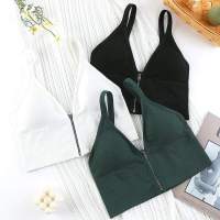 Lingerie Bralette Wear Outside Back Beautiful Top Crop Soft Seamless New Bra Wireless V-Neck Female Zipper Sexy