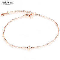 JeeMango Cubic Zirconia Anklet Foot Jewelry Rose Gold Anklet Bracelet Leg Chain Stainless Steel Anklets Women Jewelry JA19034