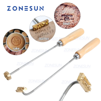 ZONESUN แสตมป์โลโก้ออกแบบตามสั่ง,แม่พิมพ์ทำจากเหล็กพร้อมด้ามจับโลหะสำหรับพิมพ์คุกกี้เค้กขนมปังขนมแม่พิมพ์ทองเหลืองไม้