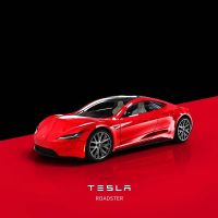 [AhQ ornaments] Time Micro 1/64 Tesla Roadster Concept Alloy Sports Car Toy Diecast Sliding Collection Series ของเล่นยานพาหนะสำหรับผู้ใหญ่ Display