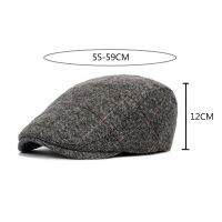 Fashion Men Middle Old Aged Cap British Style Classic Plaid Hairy Berets