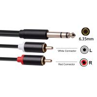 6.35มิลลิเมตรถึงสาย2RCA,สาย RCA 6.35มิลลิเมตรชาย2อาร์ซีเอชายอะแดปเตอร์เสียงสเตอริโอ YS Plitter สาย RCA-3เมตร