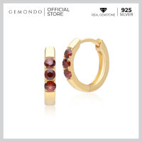 Gemondo ต่างหูเงิน 925 Sterling Silver ประดับโกเมน (Garnet) ทรงต่างหูห่วง : ต่างหูห่วง พลอยประจำเดือนเกิดมกราคม