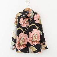 COD Autumn long-sleeved womens blouse, chiffon western style small shirt, age reduction printing shirt