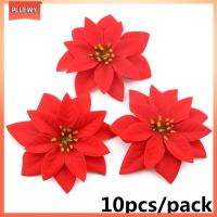 PLLEWY 10pcs 14cm ใหม่ อุปกรณ์ปาร์ตี้ ตกแต่งประดิษฐ์ ของตกแต่งบ้าน ของขวัญคริสต์มาส เซ็ทเทีย เครื่องประดับแวววาว ดอกไม้ต้นคริสต์มาส